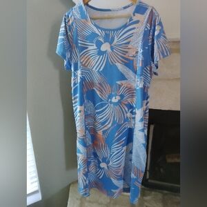 Columbia XL Blue and White Floral Maxi Dress Athletic
